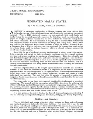Structural Engineering Overseas - 1920-1934 Federated Malay States