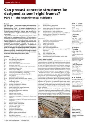 Can precast concrete structures be designed as semi-rigid frames? Part 1 - The experimental evidence