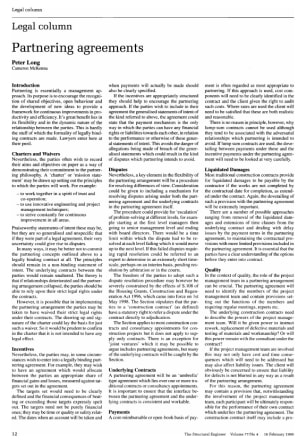 Legal Column. Partnering Agreements