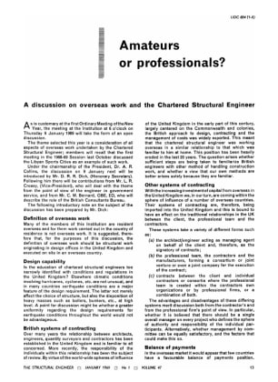 Amateurs or Professionals? A Discussion on Overseas Work and the Chartered Structural Engineer