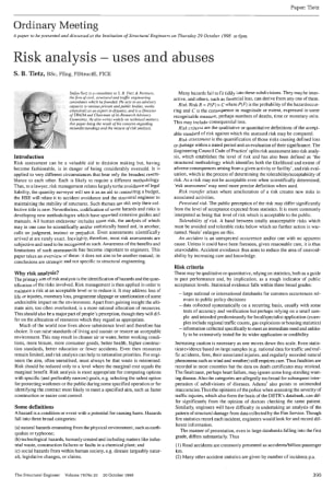 Risk Analysis - Uses and Abuses