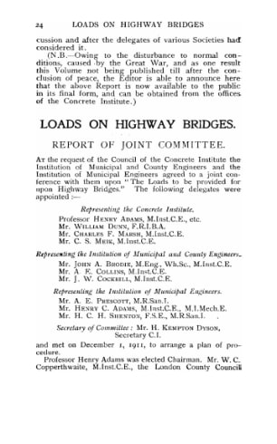Loads on highway bridges: report of Joint Committee
