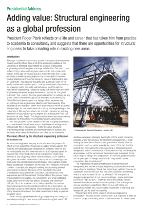 President's Inaugural Address: Adding value: Structural engineering as a global profession