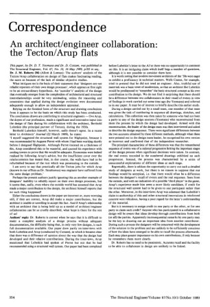 Correspondence on An Archiect/Engineer Collaboration: the Tecton/Arup Flats
