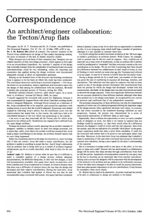 Correspondence on An Archiect/Engineer Collaboration: the Tecton/Arup Flats