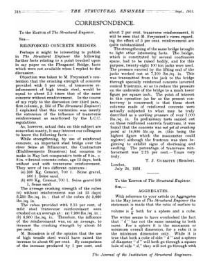 Correspondence Reinforced Concrete Bridges