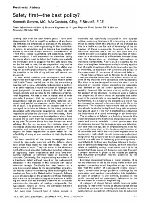 Presidential Address Safety First - the Best Policy?