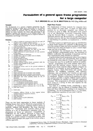 Formulation of a General Space Frame Programme for a Large Computer