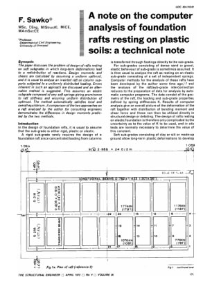 A Note on the Computer Analysis of Foundation Rafts Resting on Plastic Soils: a Technical Note