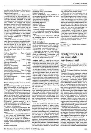Correspondence on Bridgeworks in an Unstable Environment by Mr. E. Pennells