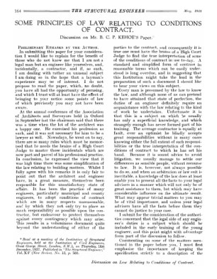Some Principles of Law Relating to Conditons of Contract. Discussion on Mr. B. C. P. Kehoe's Paper.