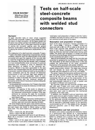 Tests on Half-Scale Steel-Concrete Composite Beams with Welded Stud Connectors