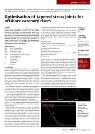 Optimisation of tapered stress joints for offshore catenary risers