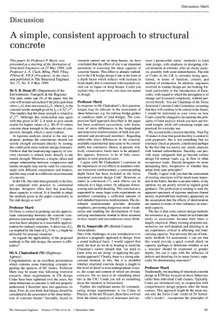Discussion on A Simple, Consistent Approach to Structural Concrete