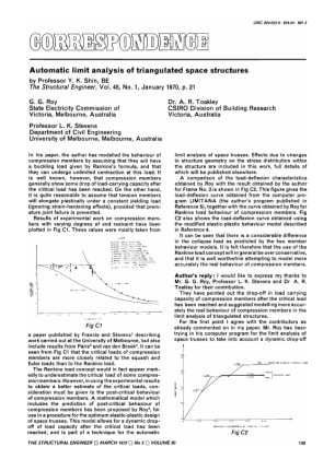 Correspondence Automatic Limit Analysis of Traingulated Space Structures by Professor Y.K. Shin 