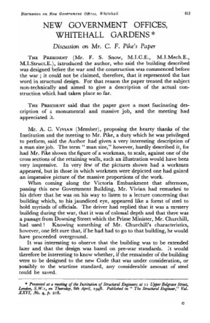 New Government Offices, Whitehall Gardens. Discussion on Mr. C.F. Pike's Paper