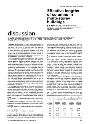 Discussion on Effective Lenghts of Columns in Multi-storey Buildings