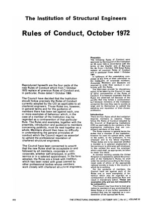 The Institution of Structural Engineers Rules of Conduct, October 1972