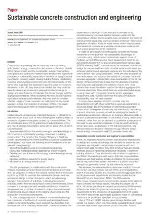 Sustainable concrete construction and engineering