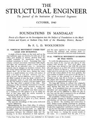 Foundations in Mandalay. Precis of a Report on An Investigation into the Subject of Foundations in t