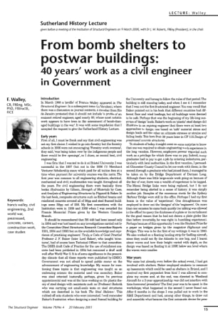 Sutherland History Lecture: From bomb shelters to postwar buildings: 40 years' work as a civil engineer in Government