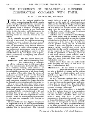 The Economics of Fire-Resisting Flooring Construction Compared With Timber