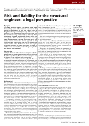 Risk and liability for the structural engineer: a legal perspective