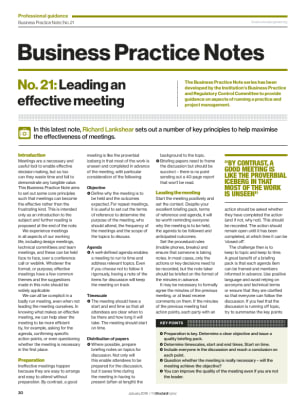 Business Practice Note No. 21: Leading an effective meeting