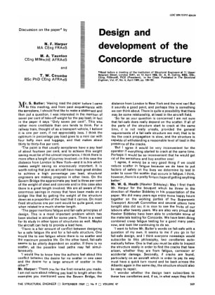 Design and Development of the Concrete Structure. Discussion on the Paper by N.F. Harpu, M.A. Taunto