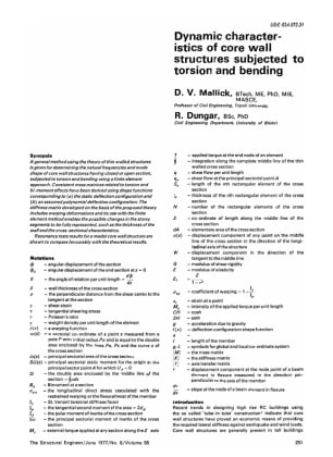 Dynamic Characteristics of Core Wall Structures Subjected to Torsion and Bending
