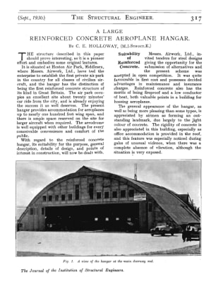 A Large Reinforced Concrete Aeroplane Hangar