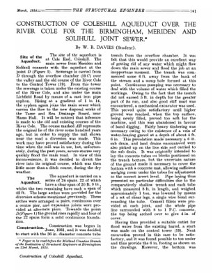 Construction of Coleshill Aqueduct Over the River Cole for the Birmingham, Meriden and Solihull Join