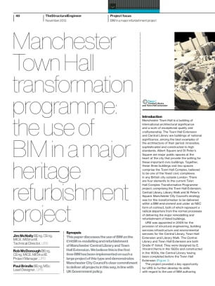 Manchester Town Hall transformation programme: the use of BIM in a major heritage refurbishment proj