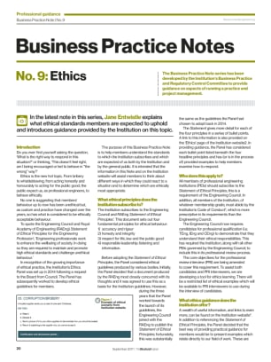 Business Practice Note No. 9: Ethics