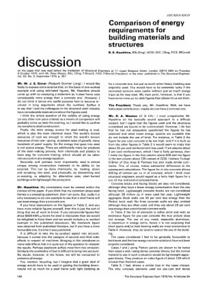 Discussion on Comparison of Energy Requirements for Building Materials and Structures by B.A. Haselt