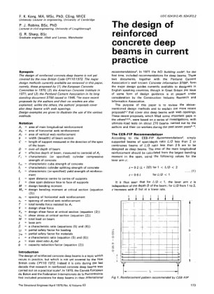 The Design of Reinforced Concrete Deep Beams in Current Practice