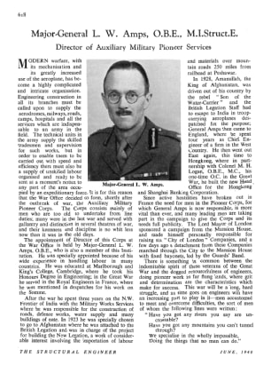 Major-General L. W Amps. O.B.E. M.I.Struct.E Director of Auxiliary Military Pioneer Service