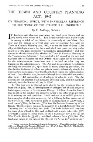 The Town and Country Planning Act, 1947. Its Financial Effect, With Particular Reference to the Work