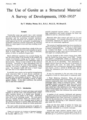 The Use of Gunite as a Structural Material A Survey of Developments, 1930 -1955