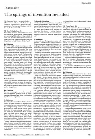 Discussion on The Springs of Invention Revisited by Dr R.J. Mainstone
