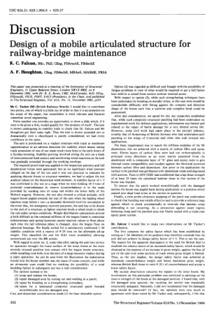 Discussion on Design of a Mobile Articulated Structure for Railway-Bridge Maintenance by K.C. Falcon
