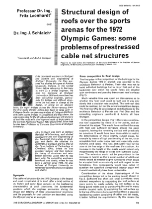 Structural Design of Roofs over the Sports Arenas for the 1972 Olympic Games: Some Problems of Prest
