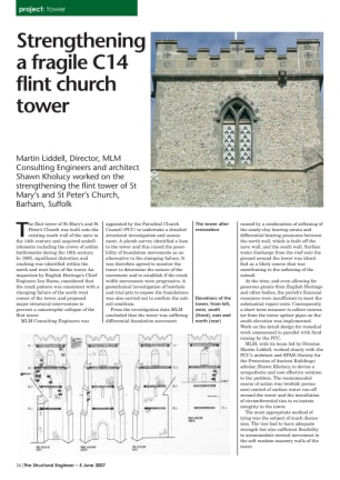 Strengthening a fragile C14 flint church tower
