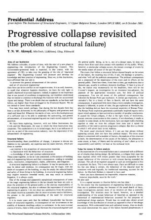 Presidential Address Progressive Collapse Revisited (the Problem of Structural Behaviour)