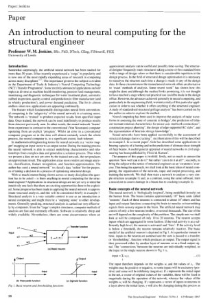 An Introduction to Neural Computing for the Structural Engineer