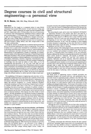 Degree Courses in Civil and Structural Engineering - a Personal View