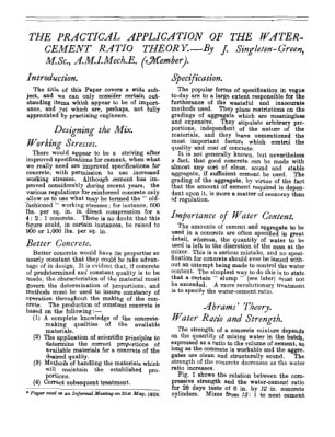 The Practical Application of the Water-Cement Ratio Theory