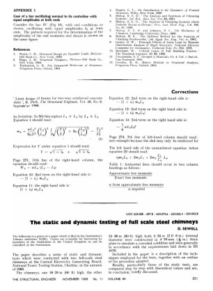The Static and Dynamic Testing of Full Scale Steel Chimneys