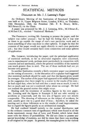 Statistical Methods. Discussion on  Mr. J.J. Leeming's Paper