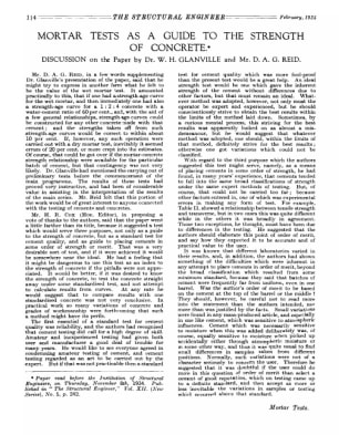 Mortar Tests as a Guide to the Strength of Concrete. Discussion on the Paper by Dr. W.H. Glanville a